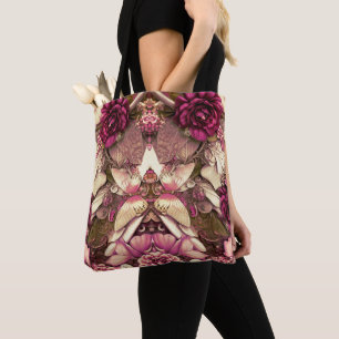 Dekorative Collage Schmetterlinge und Rosen Tasche