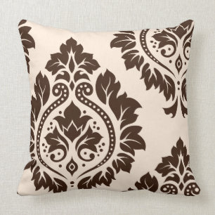 Dekorative Creme u. Brown der Damast-Kunst-I Kissen