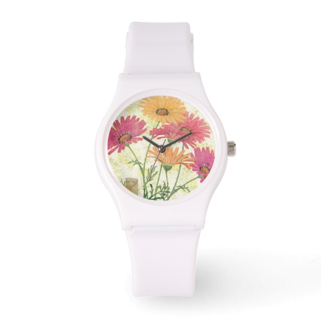 Dekorative Daisies Armbanduhr (Vorderseite)