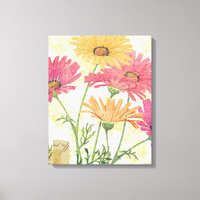 Dekorative Daisies Leinwanddruck (Vorderseite)