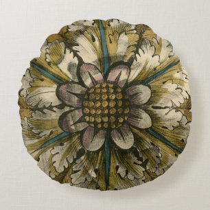 Dekorative Demask Rosette auf grauem Hintergrund Rundes Kissen