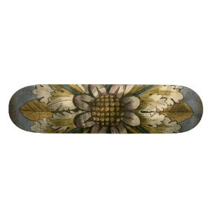 Dekorative Demask Rosette auf grauem Hintergrund Skateboard