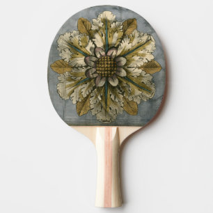 Dekorative Demask Rosette auf grauem Hintergrund Tischtennis Schläger