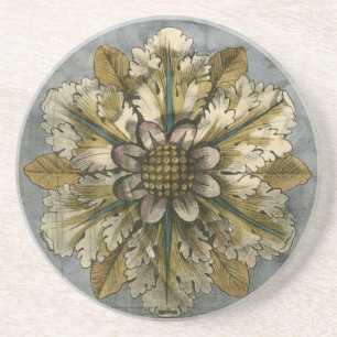 Dekorative Demask Rosette auf grauem Hintergrund Untersetzer