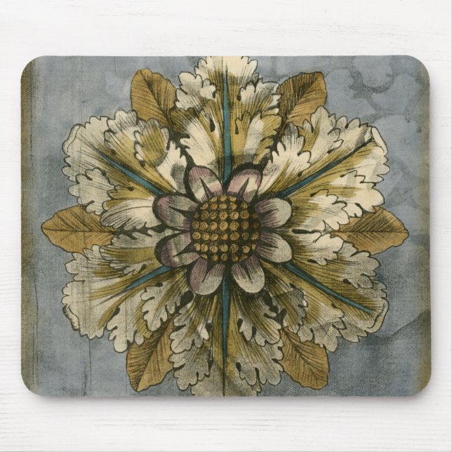 Dekorative Demaskrosette auf grauem Hintergrund Mousepad (Vorne)