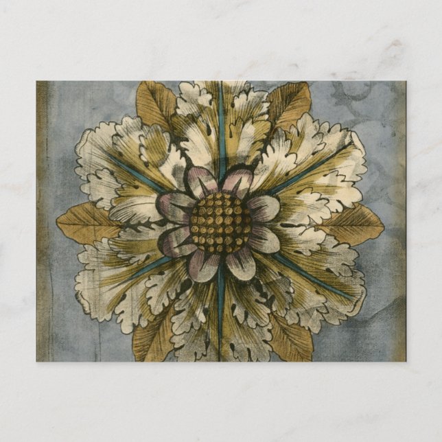 Dekorative Demaskrosette auf grauem Hintergrund Postkarte (Vorderseite)