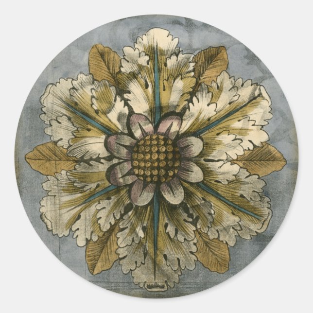 Dekorative Demaskrosette auf grauem Hintergrund Runder Aufkleber (Vorderseite)