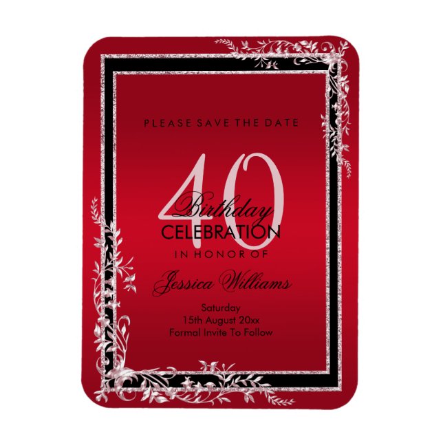 Dekorative Ecken Ruby & Black Birthday Magnet (Vertikal)