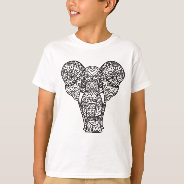 Dekorative Elefant-Art T-Shirt (Vorderseite)