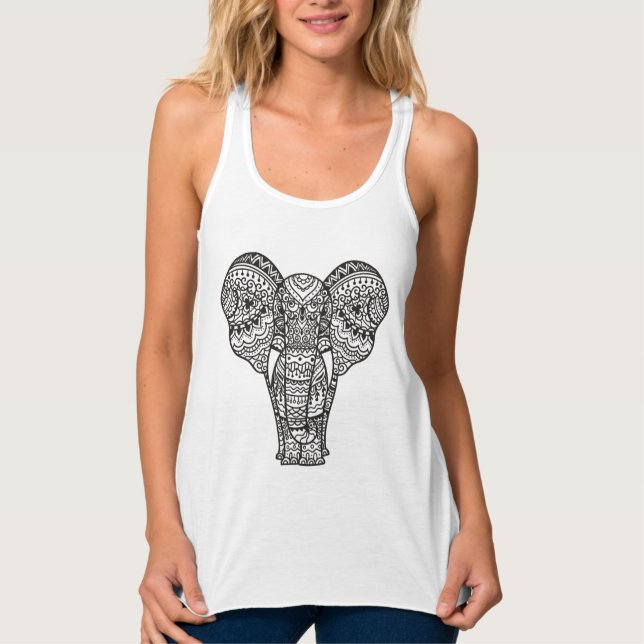 Dekorative Elefant-Art Tank Top (Vorderseite)