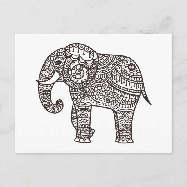 Dekorative Elefant Postkarte (Vorderseite)
