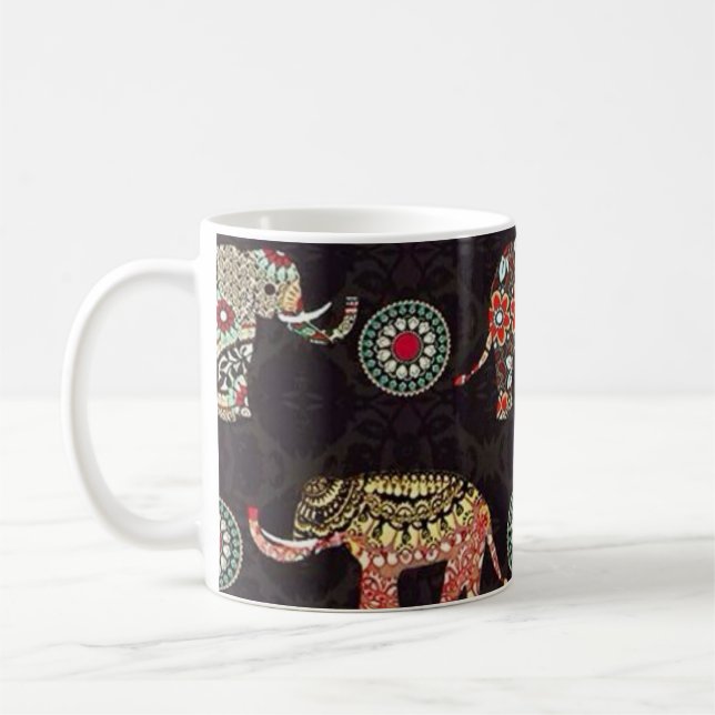 Dekorative Elefanten-Muster-Tasse Kaffeetasse (Links)