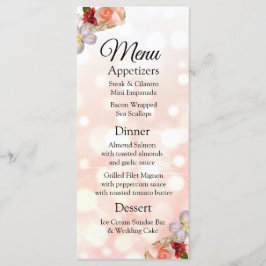 Dekorative Elegant Coral Bouquet Wedding Menu Card Menükarte