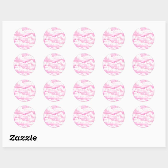 Dekorative Elegant Soft Powder Pink Wolken Runder Aufkleber (Blatt)