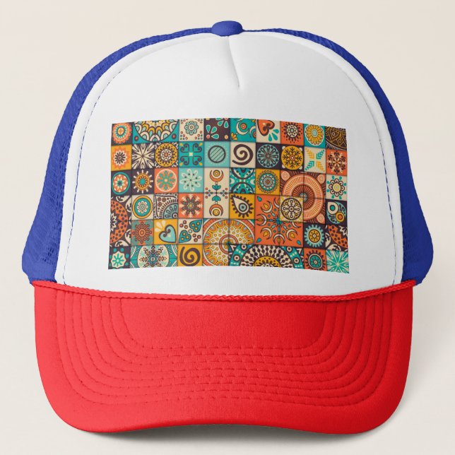 Dekorative Elemente: Vintag handGezeichnet Muster Truckerkappe (Vorderseite)