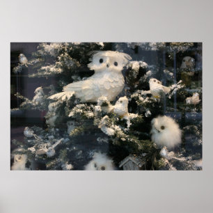 Dekorative Eule auf Weihnachtsbaum Poster
