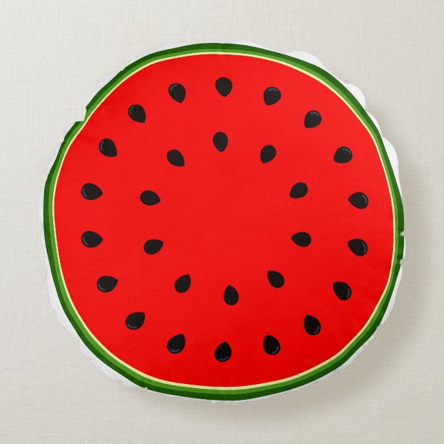 Dekorative farbenfrohe Wassermelone Familiendekora Rundes Kissen (Vorderseite)
