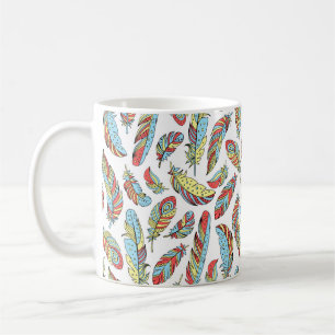 Dekorative Federn nahtlos Muster. Handgezogener V Kaffeetasse