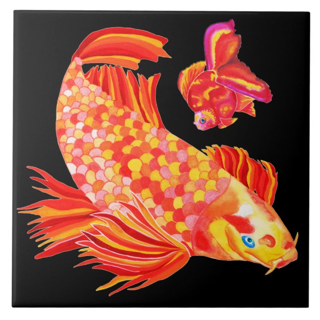 Dekorative Fliese des Goldfischentwurfs (Vorderseite)