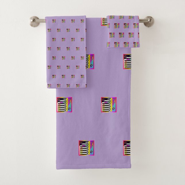 Dekorative Geo-Muster Lavendel  Badhandtuch Set (Insitu)