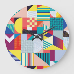 Dekorative Geometrie: Vintages Abstraktes Muster. Große Wanduhr