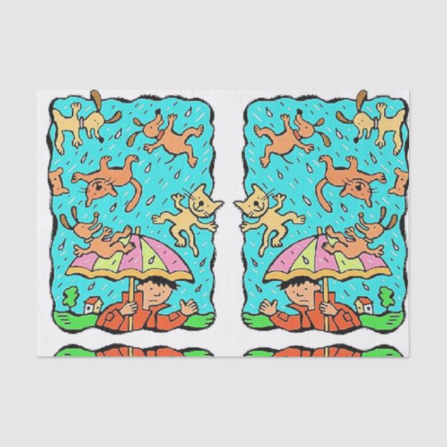 Dekorative Gewebepapier Raining Katzen und Hunde Seidenpapier (Vorderseite)