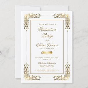 Dekorative Gold-Grenz-Graduierungspartei Einladung