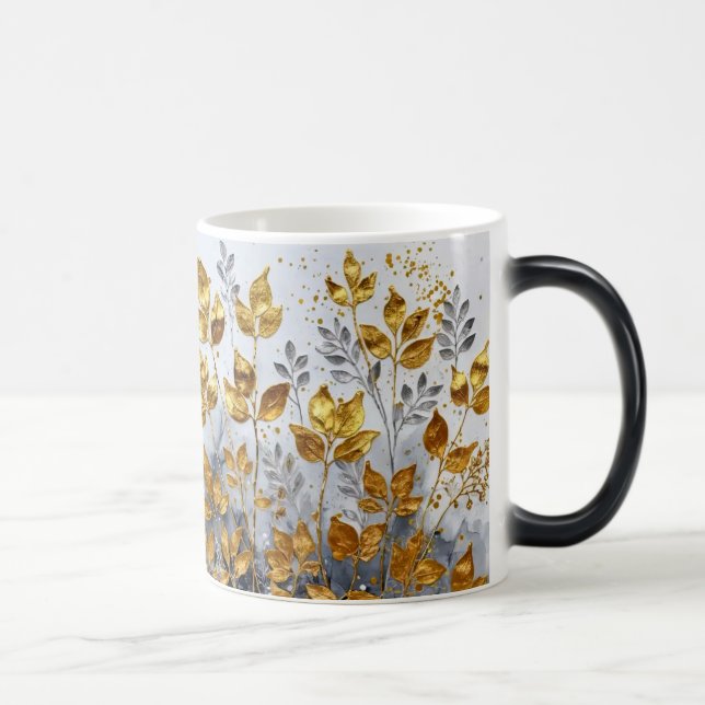 Dekorative Goldene Blätter Design #1 Verwandlungstasse (Rechts)