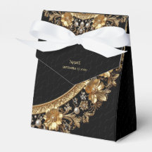 Dekorative Goldene Blumen Geschenkbox