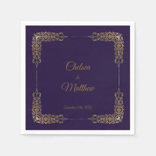 Dekorative Goldgrenze Lila Hochzeit Napkins Serviette