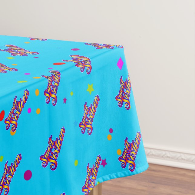 Dekorative Gradient Stilisierte Sweet 16 auf Blue Tischdecke (Beispiel)