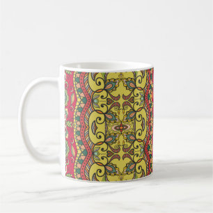 Dekorative Handgezeichnete nahtlose Muster. Farbli Kaffeetasse