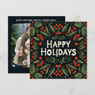 Dekorative Happy Holidays Heilige Beeren Feiertagskarte