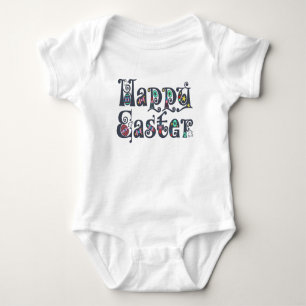 Dekorative Happy Oaster Typografy   Bodysuit Baby Strampler