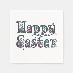 Dekorative Happy Oaster Typografy Serviette
