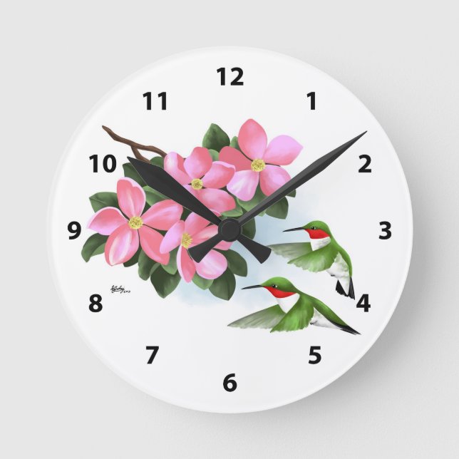 Dekorative Hummingbird-Uhren Runde Wanduhr (Vorderseite)