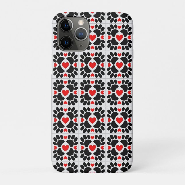 Dekorative Hundeschleife und rote Herzkronen Case-Mate iPhone Hülle (Rückseite)