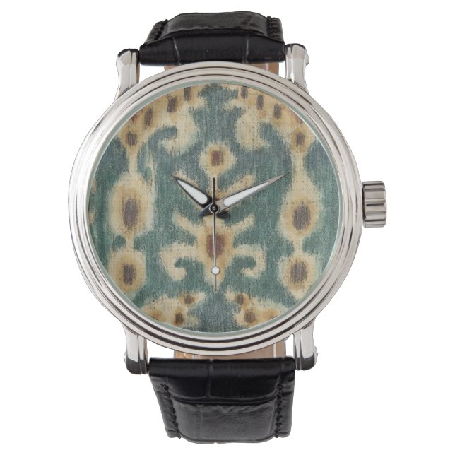 Dekorative Ikat Fabric Design von Chariklia Zarria Armbanduhr (Vorderseite)