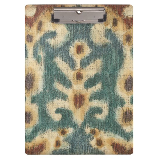 Dekorative Ikat Fabric Design von Chariklia Zarria Klemmbrett (Vorderseite)
