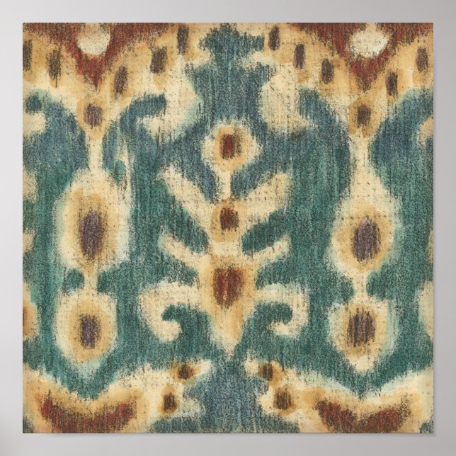 Dekorative Ikat Fabric Design von Chariklia Zarria Poster (Vorne)