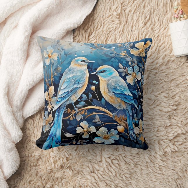 Dekorative Illustration Vögel und Blume Kissen (Decke)