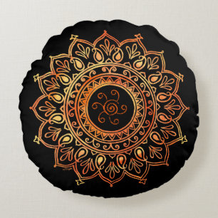 Dekorative indische Sonne Rundes Kissen