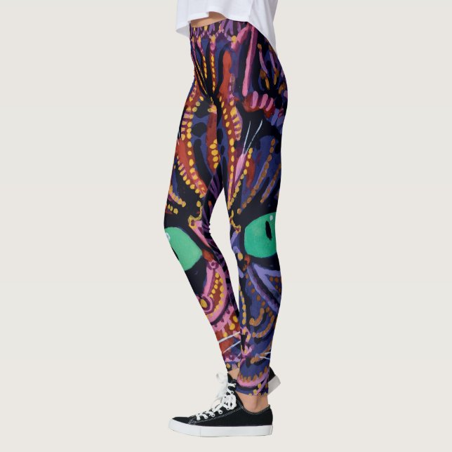 Dekorative Katze von Louis Wain Leggings (Links)
