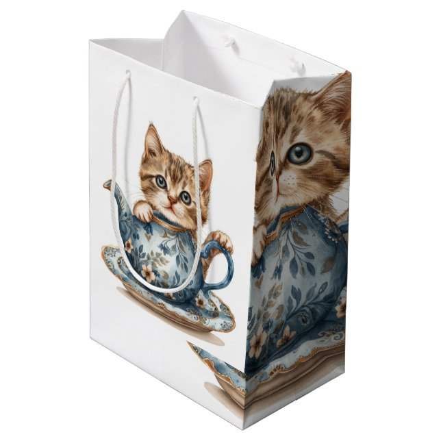 Dekorative Katzenklatschtasche Mittlere Geschenktüte (Rückseite Schrägansicht)