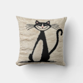 Dekorative Katzenschwarz-weiße Kilim-Kissen Kissen