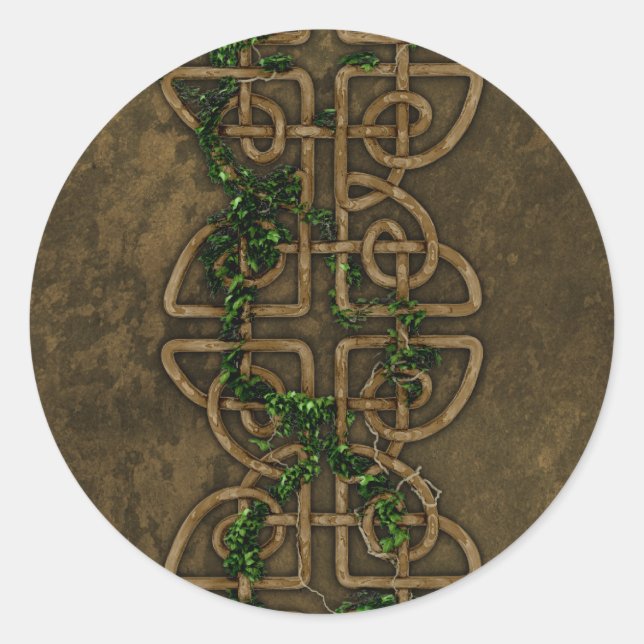 Dekorative keltische Knochen mit Ivy Runder Aufkleber (Vorderseite)