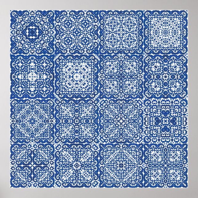 Dekorative Keramik Azulejo Fliesen. Colored de Poster (Vorne)