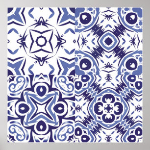 Dekorative Keramik Azulejo Fliesen. Fashionabl Poster