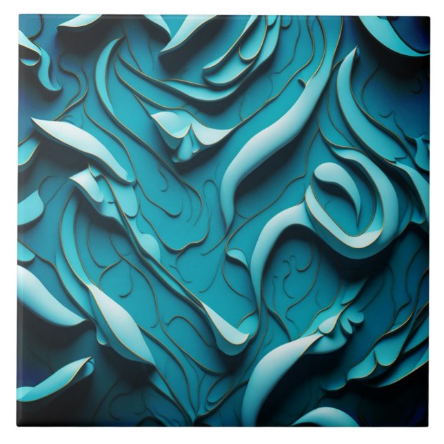 Dekorative Keramik Tile " Türkiswaves XII. Fliese (Vorderseite)
