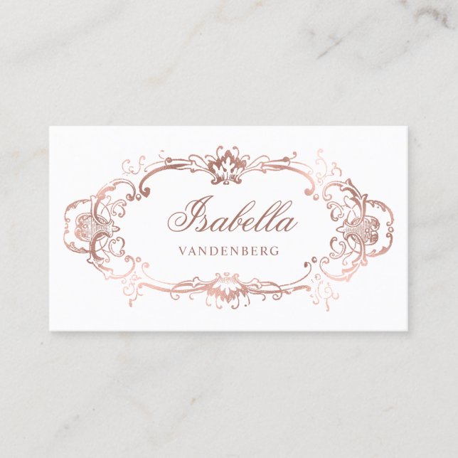 Dekorative Klassik Vintag Chic Rose Gold Visitenkarte (Vorderseite)